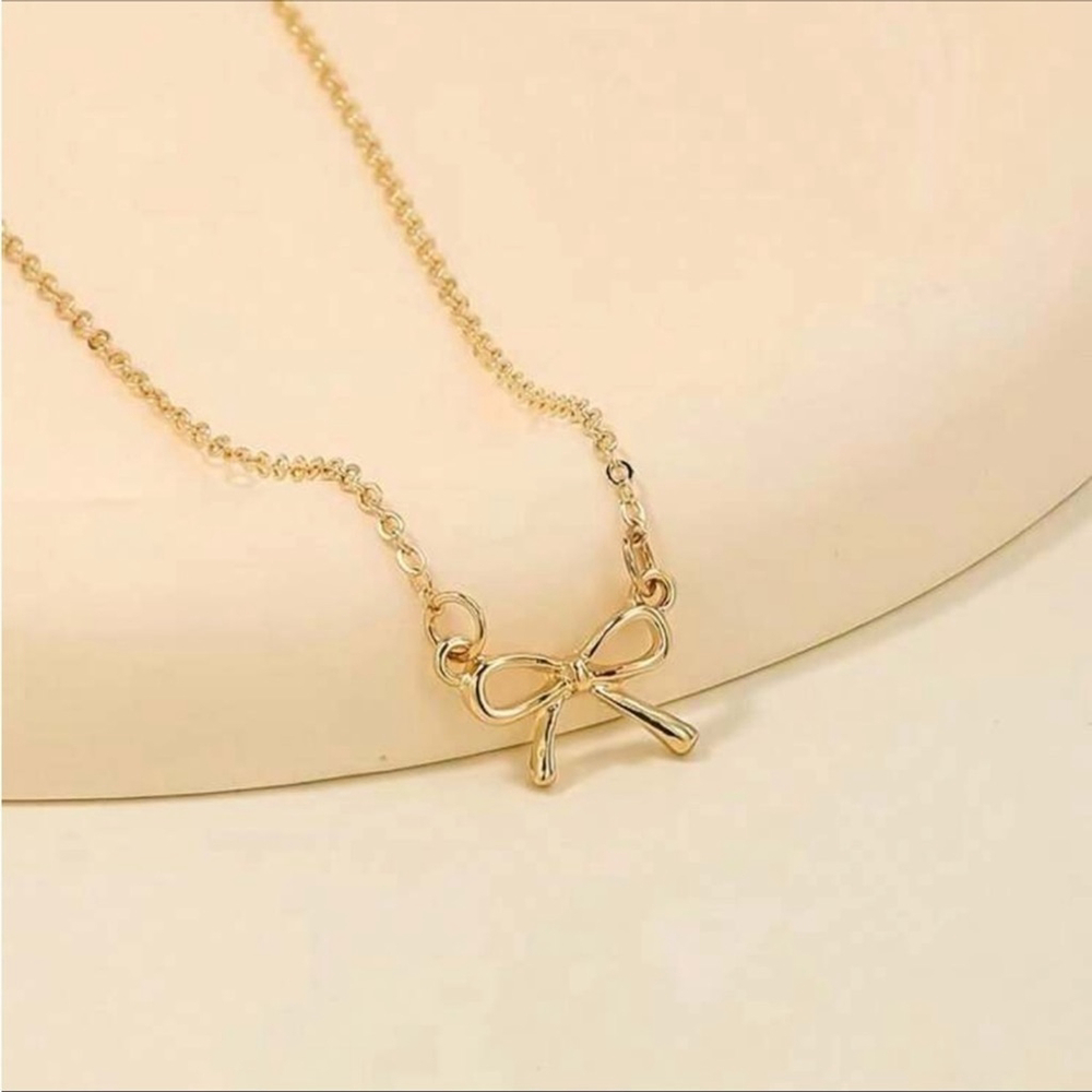 ⚠️Clearance Bow Tie Pendant Yellow Gold Necklace